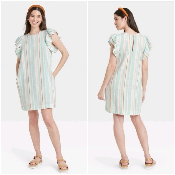 a new day Dresses & Skirts - A New Day Blue and Green Ruffled Sundress